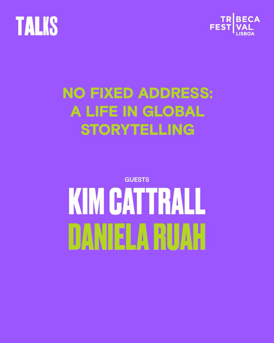 .In the talk "No Fixed Address: A Life in Global Storytelling," <a href="/KimCattrall/">Kim Cattrall</a> &amp; <a href="/DanielaRuah/">Daniela Ruah</a> explore how to build an international career far from home, navigating multiple cultures and creative identities. Tickets &amp; more info available at: tribecalisboa.sic.pt/en/tickets/

#TribecaLisboa