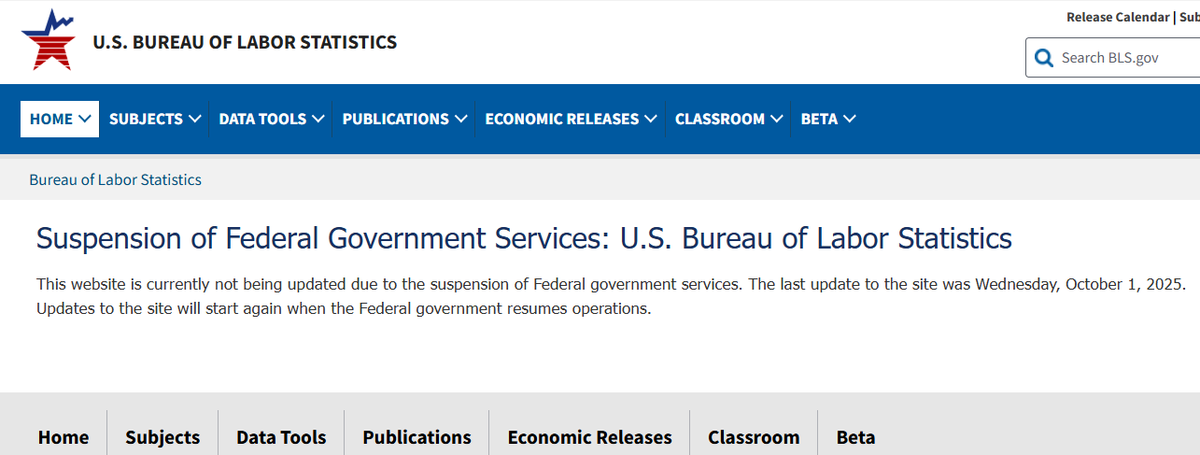 byHeatherLong's tweet photo. No jobs report today.
This is the first time this has happened since the 2013 shutdown. 

It's unsettling. 
The economy is about people. And a lot of people are struggling in this "frozen" job market with almost no hiring. Is it stabilizing or getting worse? Today's data would have shed important light on that.