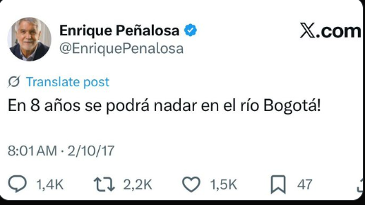 Hoy debe ser el peor día para Peñalosa, en X nada se perdona. Haber cuantos nadan hoy en el rio Bogotá