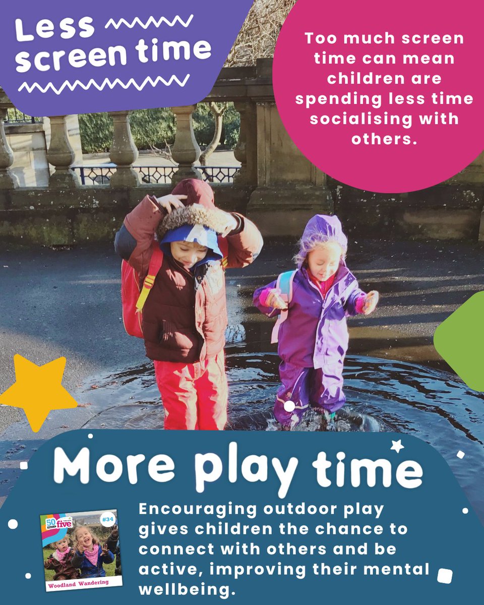 50TTDBradford's tweet image. It’s World Mental Health Day next week (Oct 10)! 
Outdoor play not only helps children connect with others, but also boosts their mood and supports positive mental wellbeing. 
#WorldMentalHealthDay #ChildrensWellbeing #LessScreenTimeMorePlayTime #OutdoorPlay