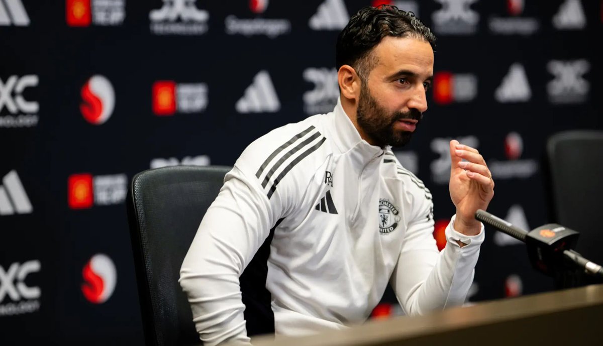 UnitedStandMUFC's tweet photo. 🗣 Amorim: "The way we concede goals, create chances, that is nothing to do with the system, that is my opinion. I'm not saying this team will do better in a different system, that's not my point. My point is if I look at the games we didn't win, the most important thing when I watched the game is not we lost because of the system. That is my opinion, then people have different opinions and that's ok."#mufc