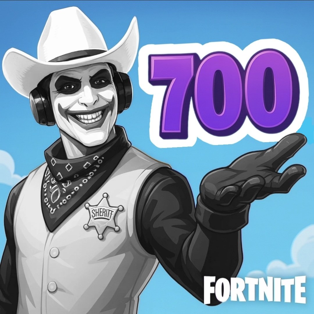 Wow 😲 tonight is our 700th stream!!! One of our first Cosplays, Sheriff Joker 🤠, will be there to celebrate 🥳 this insane milestone.  Giveaways 🎁 Fortnite 🎮 V-Bucks 👀 Let's start spooky season off with a bang! Link in bio. Thank you for your support! Def a yeehaw moment. 🤡