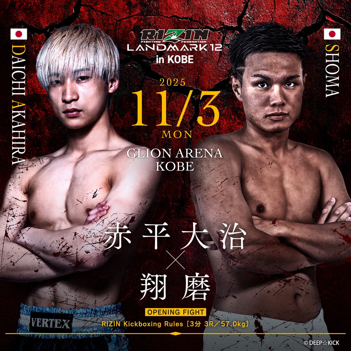 11月3日（月・祝）新設されたGLIONアリーナで開催されるRIZIN LANDMARK 12 in KOBEの追加対戦カードを、本日4試合発表しましたが如何ですか？
既にチケット先行予約で沢山のお申し込みをいただいております。