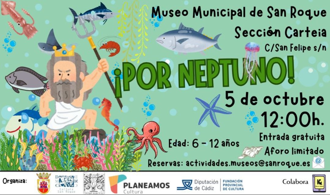 #domingo 5 de #Octubre en el  Museo Municipal de #SanRoque  actividad "¡Por Neptuno!" gracias a la iniciativa del <a href="/Ayto_SanRoque/">San Roque</a> y de la Delegación Municipal de Cultura, dentro del programa #planeamos de la @culturaprovinciacadiz de la @diputaciondecadiz 
#Cádiz #SanRoque