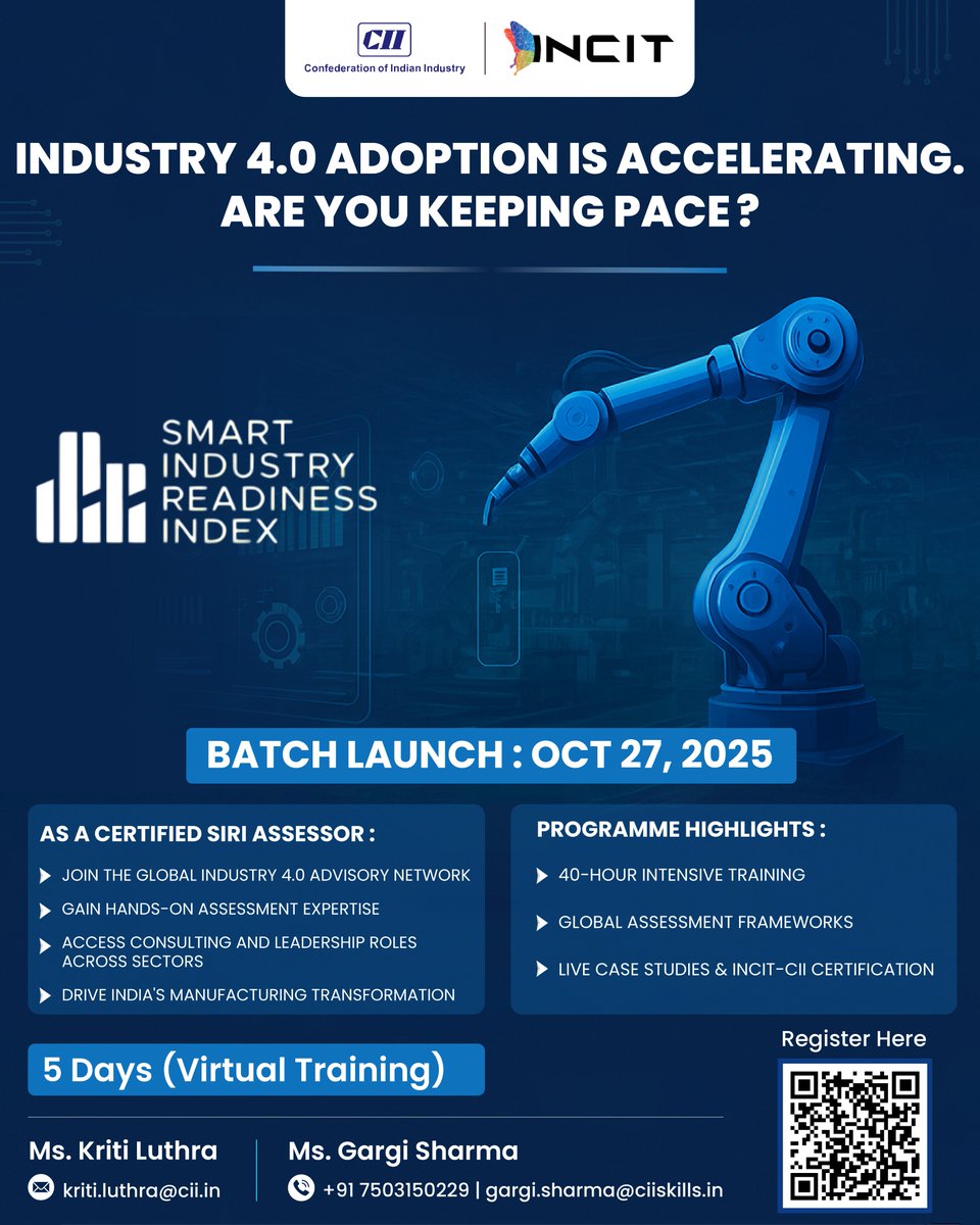 𝐈𝐧𝐝𝐮𝐬𝐭𝐫𝐲 𝟒.𝟎 𝐢𝐬𝐧'𝐭 𝐚𝐛𝐨𝐮𝐭 𝐭𝐞𝐜𝐡𝐧𝐨𝐥𝐨𝐠𝐲 𝐚𝐝𝐨𝐩𝐭𝐢𝐨𝐧; 𝐢𝐭'𝐬 𝐚𝐛𝐨𝐮𝐭 𝐝𝐞𝐥𝐢𝐯𝐞𝐫𝐢𝐧𝐠 𝐦𝐞𝐚𝐬𝐮𝐫𝐚𝐛𝐥𝐞 𝐛𝐮𝐬𝐢𝐧𝐞𝐬𝐬 𝐯𝐚𝐥𝐮𝐞. 

𝐑𝐞𝐠𝐢𝐬𝐭𝐞𝐫 𝐡𝐞𝐫𝐞:
lnkd.in/dqs257UH

#Industry4 #DigitalTransformation #SIRI #CIISkills