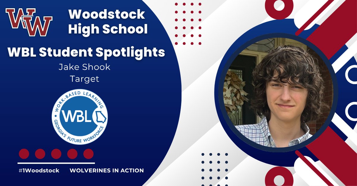 The WBL Student Spotlight is Jake Shook.  Jake currently works in the electronics department at Target where he is excelling in customer service! Congratulations Jake! #WHSWBL #1Woodstock #Wolverinesatwork