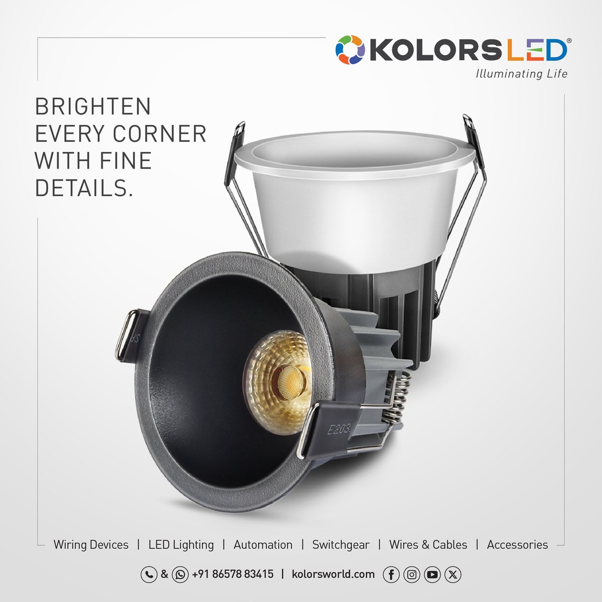 KolorsIndia_tw's tweet image. Light up your world with Kolors LED downlights. Designed to highlight every detail, they bring energy-efficient brilliance and timeless charm to your space.✨

#Downlight #Ledlights #LightingSolutions #InteriorLighting #Electrical #Interior #Homedecor #KolorsLed #Kolors