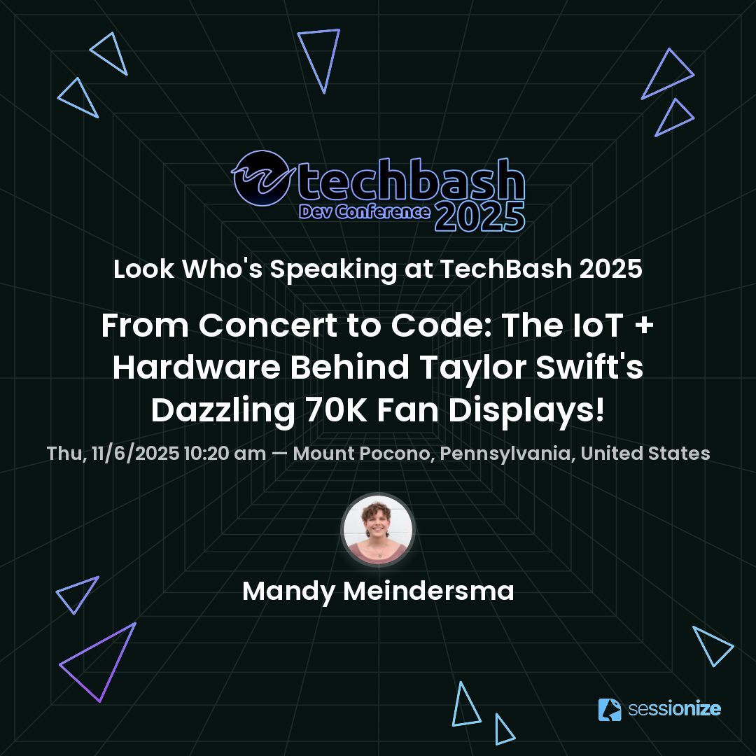 techbash's tweet image. Today's the day we're supposed to drop this, right? Something about the life of a conference speaker???
Don't miss Mandy Meindersma's session all about Taylor's 70K displays at TechBash 2025: techbash.com/schedule
#thelifeofashowgirl #taylorswift #developerscanbeswifties
