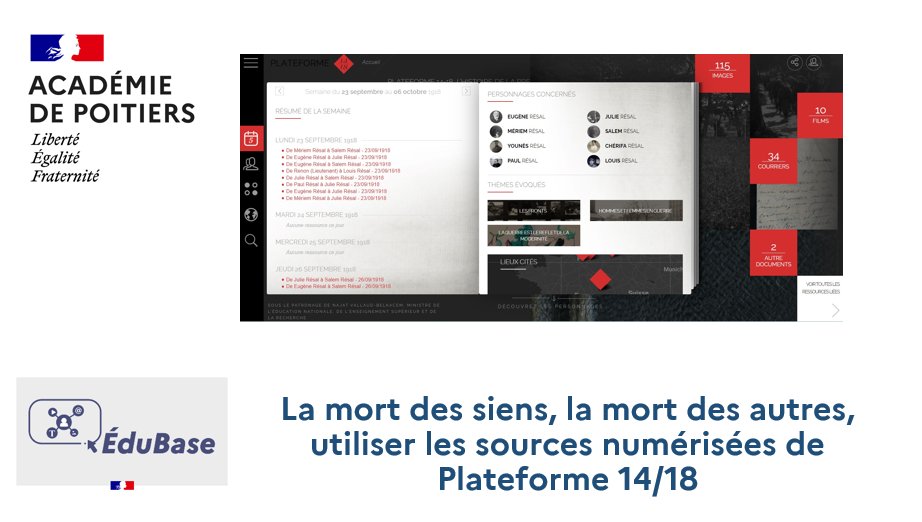 histgeo_edu_num's tweet image. [Scénario pédagogique #édubase]

🪖 Découvrir et utiliser les sources numérisées de Plateforme 14/18 pour construire des démarches pédagogiques et organiser la mise au travail des élèves

👨‍🏫 Un scénario pédagogique en #3e et #1re @HGPoitiers 

👉edubase.eduscol.education.fr/fiche/22213