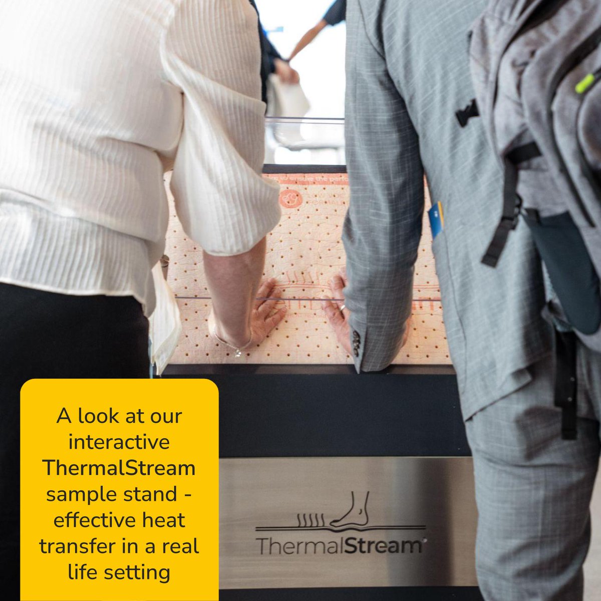 Here’s a look at our interactive ThermalStream sample stand that showcases just how effective the heat transfer really is in a real life setting 🫷

The unique air perforation holes provide an impressive 46oc heat transfer which is achieved at 2000 seconds on a 200kw system!