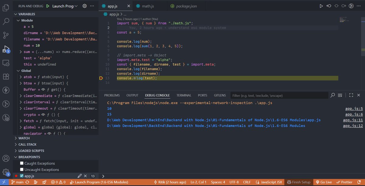 ritik65477's tweet image. 🚀Day 88 of My Web Dev Journey – Backend

Diving into: Fundamentals of Node.js
Last 3 days, I explored:
🔹 What is Node.js &amp;amp; why we need it
🔹 History of Node.js
🔹 Module Systems – CommonJS &amp;amp; ES6
🔹 User, Core &amp;amp; NPM Modules

#NodeJS #Backend #100DaysOfCode #LearnInPublic #WebDev