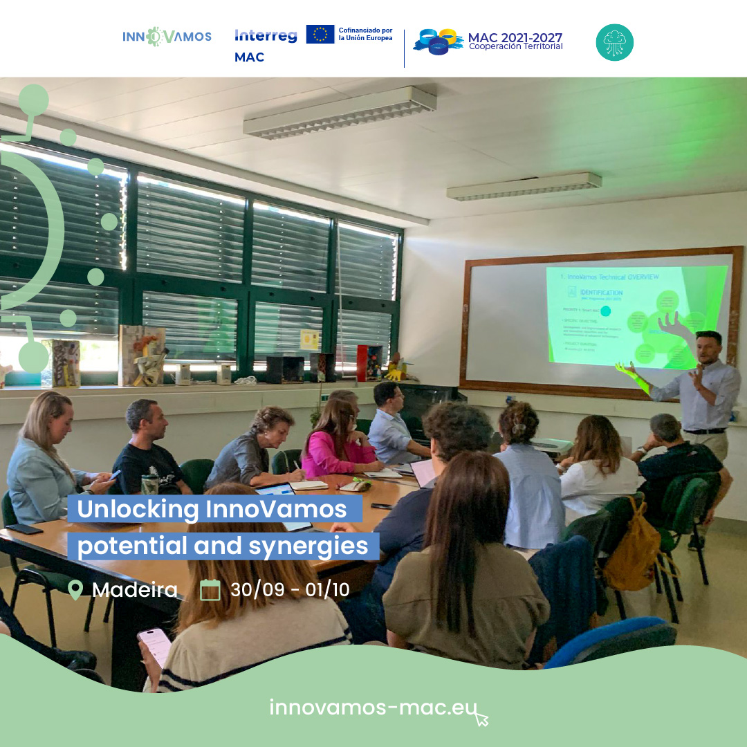 InnoVamosMAC's tweet photo. The #InnoVamos team (FCPCT-ULPGC) met with the University of Madeira, ARDITI and ACIF to strengthen academia-industry collaboration.

Each meeting brings us closer to an innovative and smart transformation in Macaronesia and West Africa.

#OpenInnovation #InterregMAC #Interreg https://t.co/rrWgLPgalB