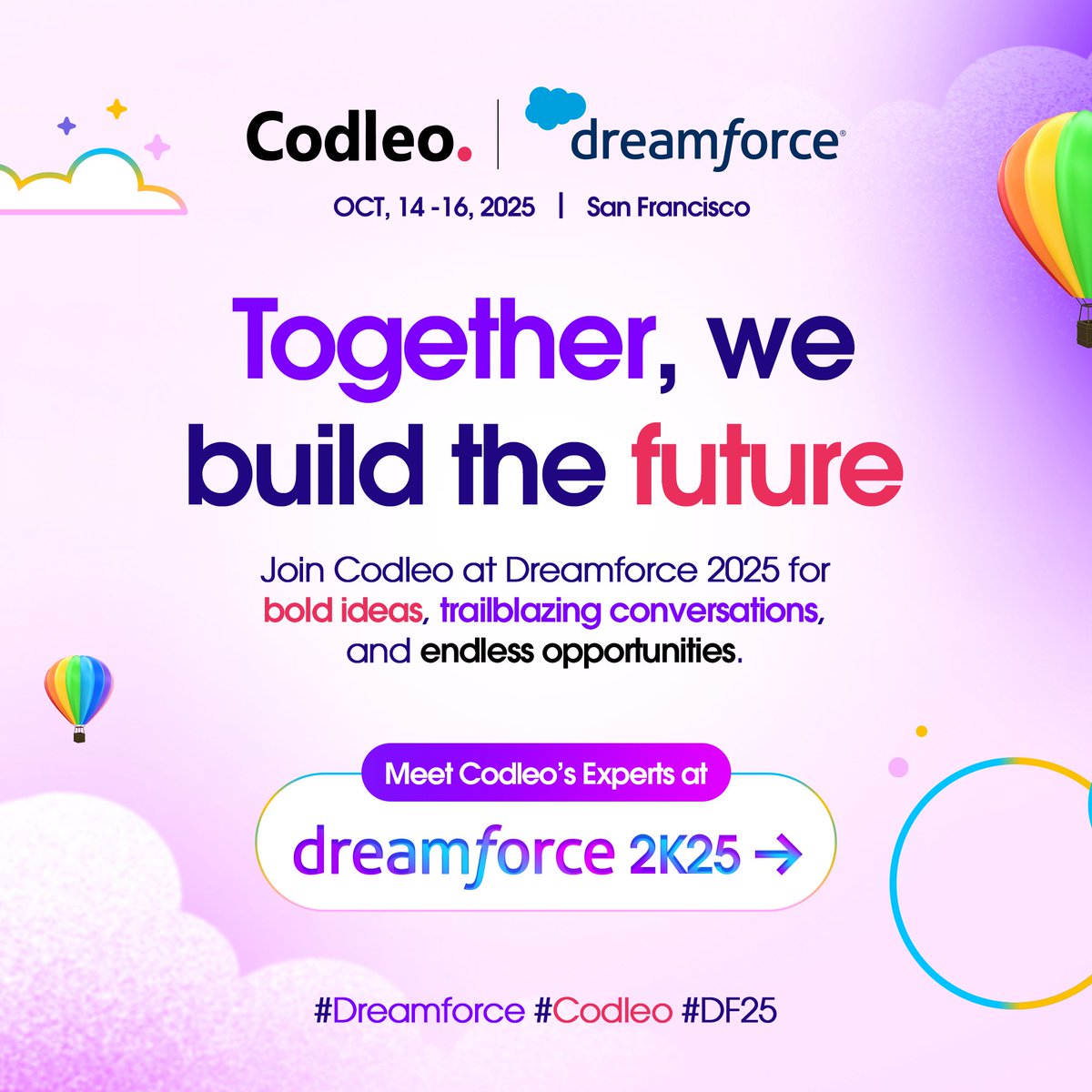 consultcodleo's tweet image. Together, we build the future!
#Codleo is excited to be at #Dreamforce 2K25 in #SanFrancisco. #joinus for bold ideas, trailblazing conversations, and endless opportunities with our experts. #DF25 #FutureOfTech #ai #SalesforceHealthCloudConsultant #SalesforceDeveloperforHireIndia