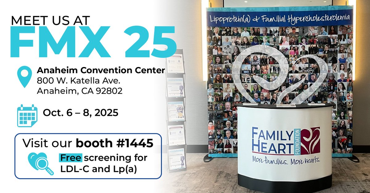 The Family Heart Foundation is heading to #FMX2025 in Anaheim Oct 6–8! 🧠❤️ Don’t miss our session: “From LDL-C to Lp(a): Reducing Cardiovascular Events.” Together we can tackle inherited lipid disorders &amp; drive change. 💪 #KnowLDL #KnowFH #KnowLpa