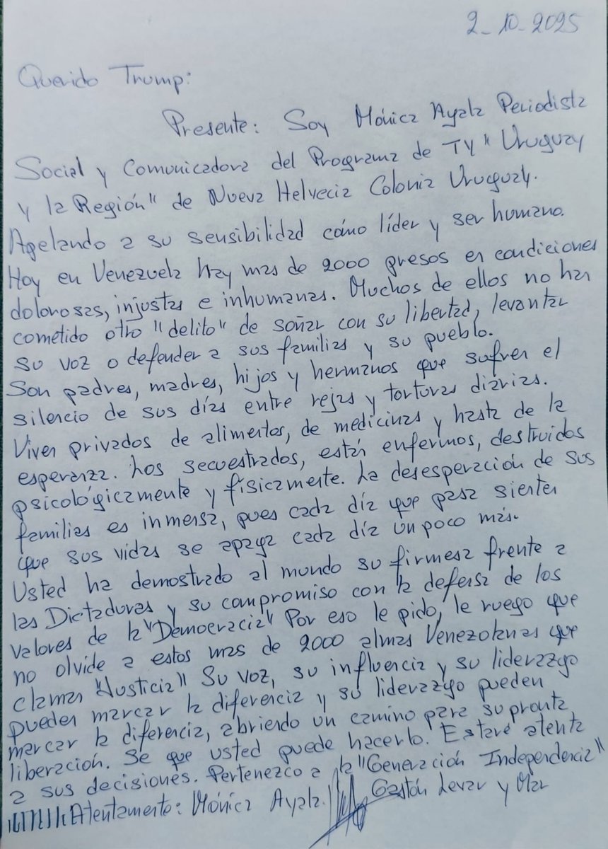 Monaymar's tweet image. #QueridoTrump Le escribo clamando por la liberación, de los más de 2000 presos Americanos en Venezuela.Pertenezco a la "Generación Independencia Guarimba Digital" @GastonLevar,@JDVance @marcorubio @TruthSocialESP @MariaCorinaYA, @SecRubio @EdmundoGU @DonaldTrumpPrt @DonaldTrRU