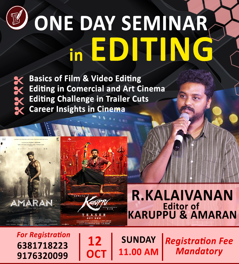 Mooninred_off's tweet image. One Day Seminar in Film Editing! By Editor Kalaivanan and Editor Ganesh Siva Arranged By MOONINREDS
Fill the Sheet to Join the Event :
docs.google.com/forms/d/e/1FAI…

#Editing  #Editingclass #EditingSeminar #Kaliavanan #Amaran #Karuppu #TamilCinema #IndianCinema #Film #Movies #Editor