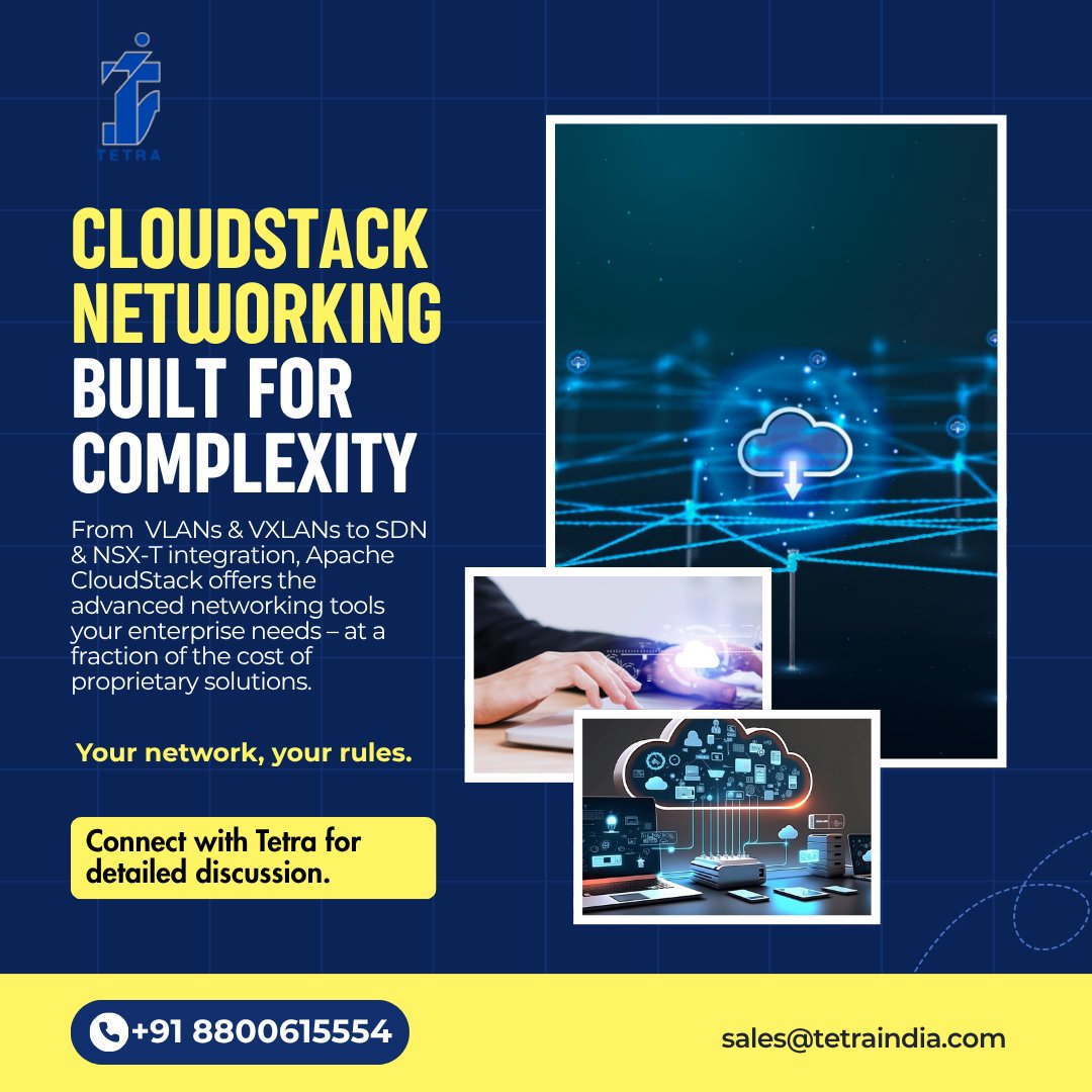 Tetrain_'s tweet image. 🌐 Scale beyond limits with Enterprise-Grade Networking powered by CloudStack.
✅ High-performance networking
✅ Secure multi-tenant environments
✅ Seamless scalability in the cloud
📞+91 8800615554 | 📩 sales@tetrainindia.com
#CloudStack #EnterpriseNetworking