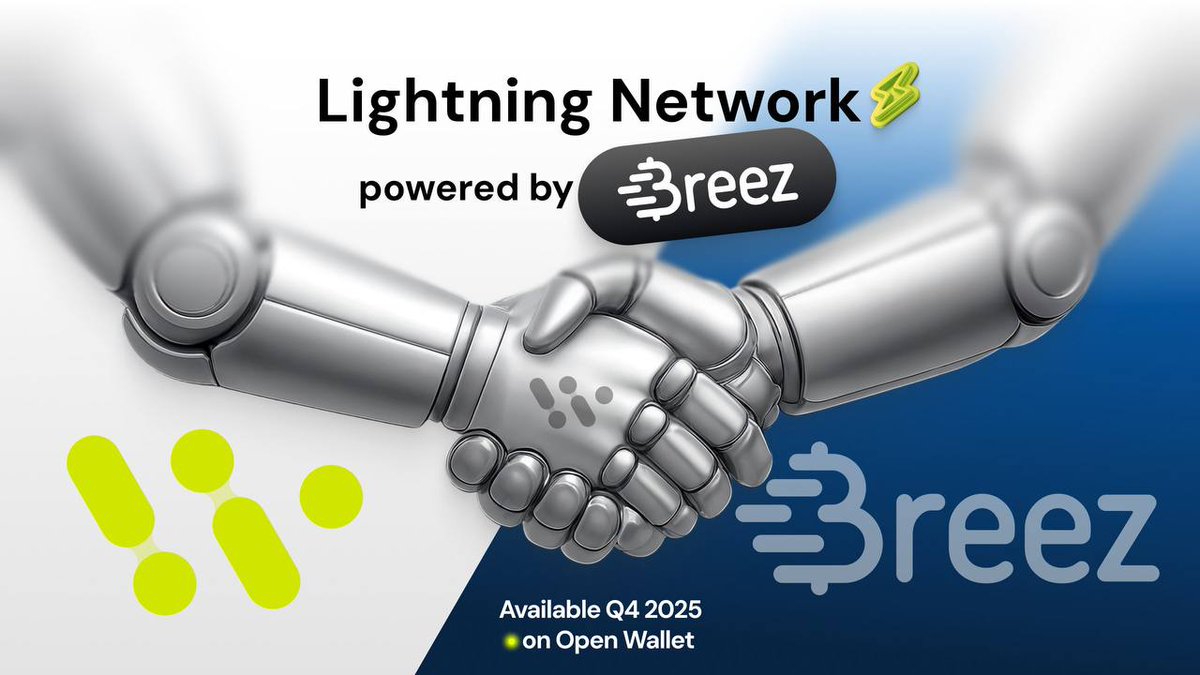 Open Wallet will support lightning-fast $BTC transactions ⚡

Powered by the <a href="/Breez_Tech/">Breez ⚡</a> SDK, you stay in full control of your funds with near-zero fees — making Bitcoin finally practical for everyday payments.

Available in Q4 for all OW App users 👇📲

onelink.to/szz34w