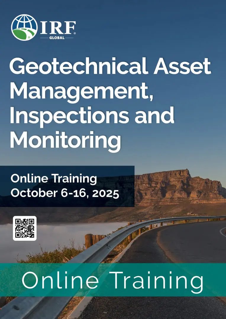 IRF_global's tweet image. ⏳ Only 3 days left to join us! @IRF_Global presents the Geotechnical Asset Management, Inspections & Monitoring Online Training Course on October 6 – 16!
🔗 Don’t miss out — register today: t.ly/-FLRe
#IRFTrainngs #GeotechnicalEngineering #AssetManagement…