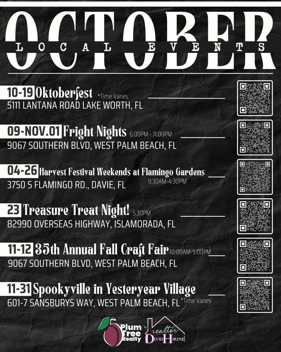 dlhorine's tweet image. 🍂🎃 South Florida is packed with fall fun this October! From festive nights out to cozy community events, there’s something for everyone. Which one will you be checking out first? 👇✨

#SouthFloridaEvents #FallInFlorida #OctoberVibes  #DavidHorine #PlumTreeRealty