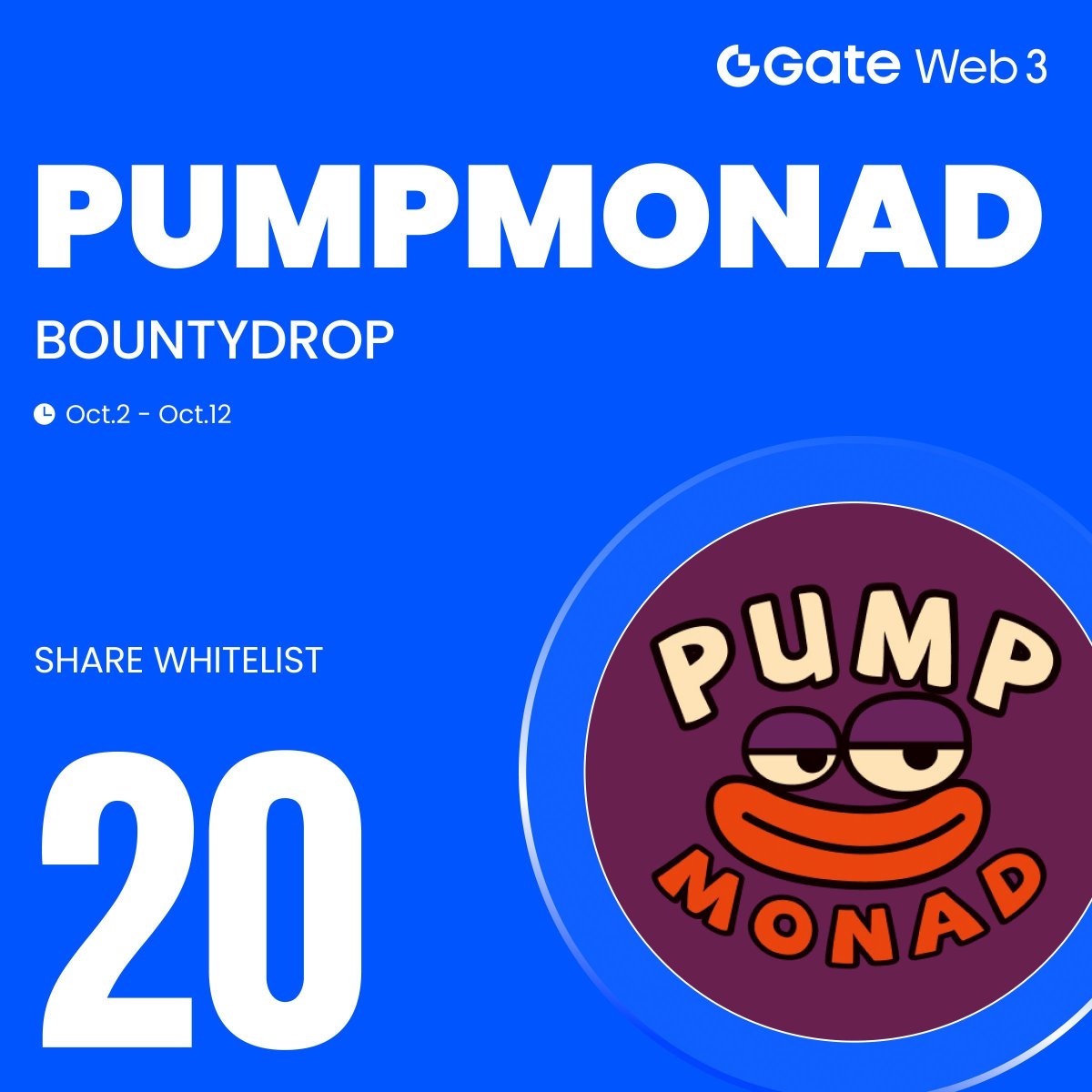 GateWeb3_HQ's tweet image. 🔥#GateWeb3 &amp;amp; @PumpMonad #BountyDrop is Live!

Complete the Tasks to Share 20 Whitelist
 ✅ Hold assets worth at least 10 $USDT (or equivalent) in Gate Web3 across all chains.
 ✅ Follow @GateWeb3_HQ &amp;amp; @PumpMonad

 ⏰ Oct 2 - Oct 12

 🔗Join now: t.cdapp.net/4fHWsB
📖 More…