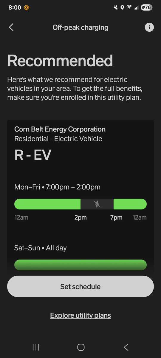 My personalized at-home charging recommendations. Thank you <a href="/Rivian/">Rivian</a>! Good to know I can let it rip on the weekends.