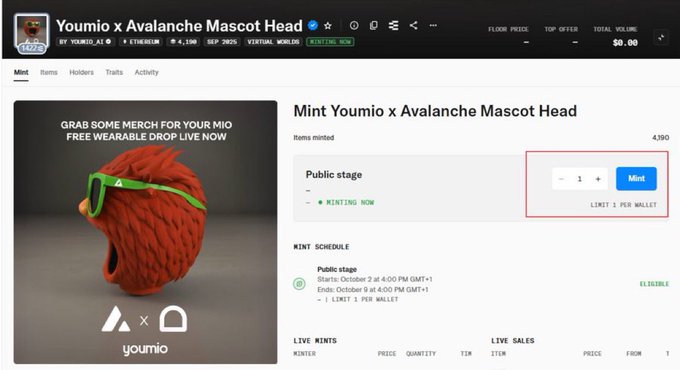 kriptoescobar0's tweet image. Youmio — Yeni NFT Mint 🪂
@youmio_ai toplamda $9M fon topladı ve şu anda testnet aşamasında. Yeni bir ücretsiz NFT mint etme şansı var dostlar.
📌 opensea.io/collection/you…
Daha önce aldığımız ilk NFT bize testnet erişim avantajı sağlamıştı.
Şimdi 9 Ekim’e kadar yeni NFT’yi…