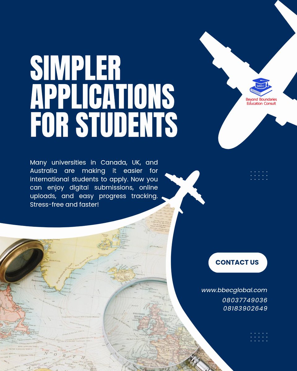 bbecglobal's tweet photo. Simpler Applications for Students.
Many universities in Canada, UK, and Australia are making it easier for international students to apply.
#BBECglobal
#StudyAbroad 
#UK #USA #Canada #Ireland #Malta #Lithuania #France #Australia #Germany #Spain #EU https://t.co/TnctiK6L8O