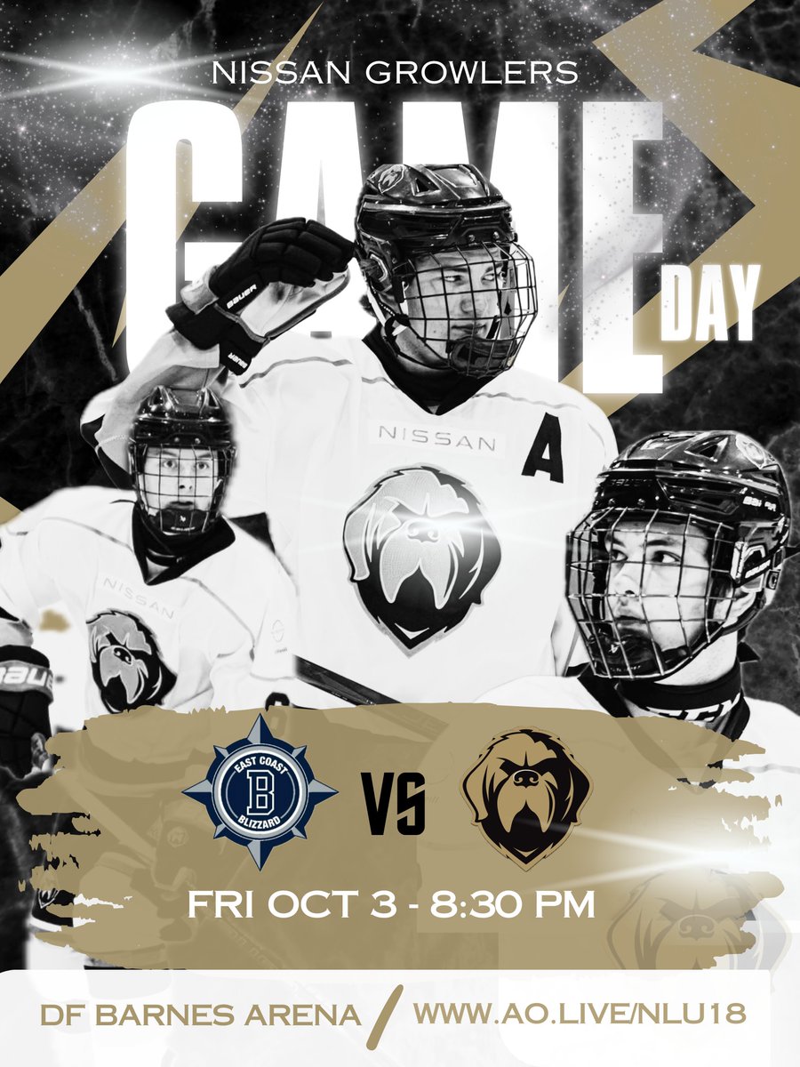 ⬛️⬜️🟨 Game Day!!
🕢 8:30PM
📍 <a href="/DFBarnesArena/">DF Barnes Arena</a>
🆚 <a href="/EC_Blizzard/">East Coast Blizzard</a> 
📺 ao.live/nlu18
🎙️ <a href="/FelthamDrew/">Drew Feltham</a>

#NoTimeOff #Woof