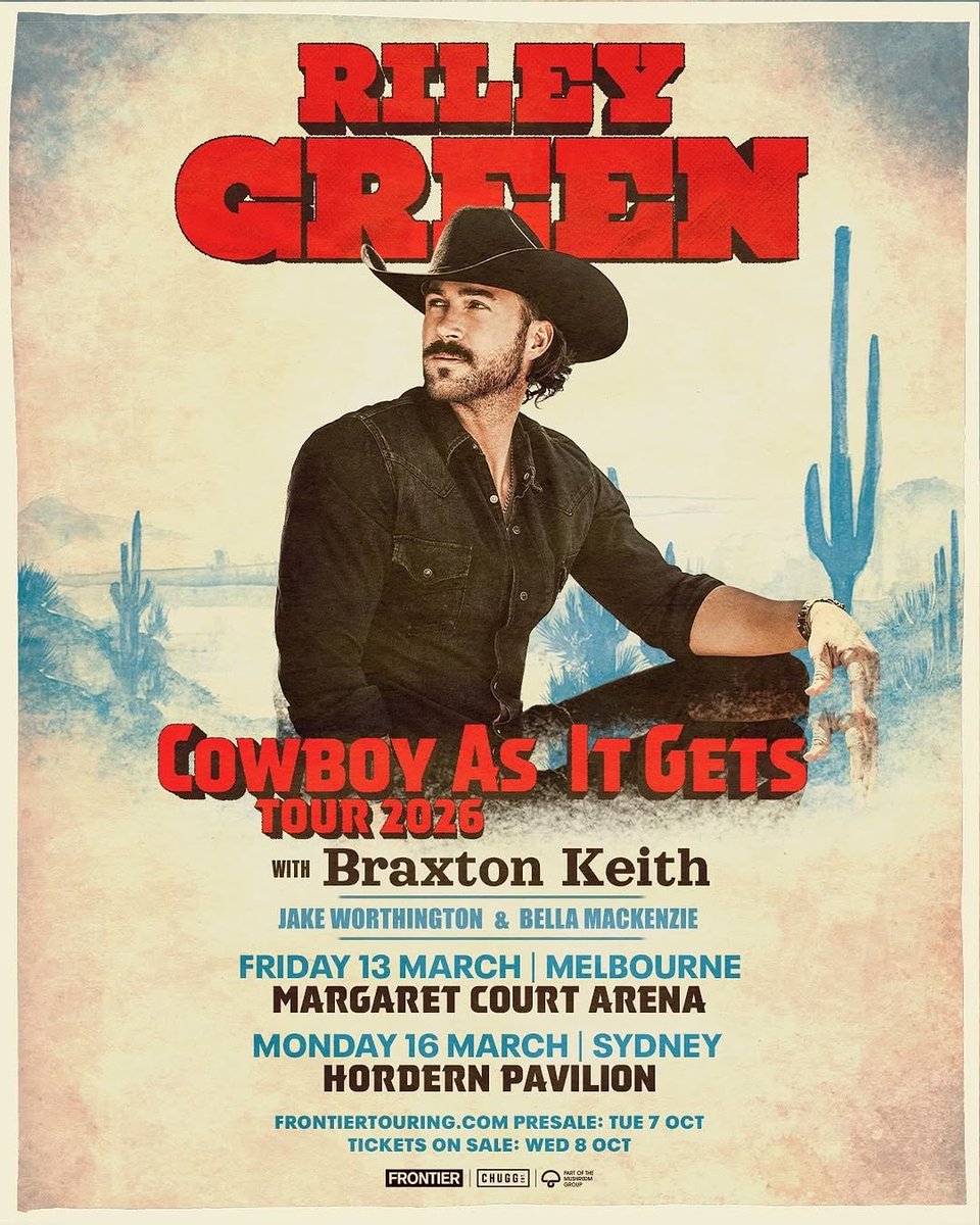 I’m bringing the Cowboy As It Gets Tour to Australia. Presale begins Tuesday, 7 October at 11am AEST and general on sale begins Wednesday, 8 October at 12pm AEST. Sign up for presale access in my DM.