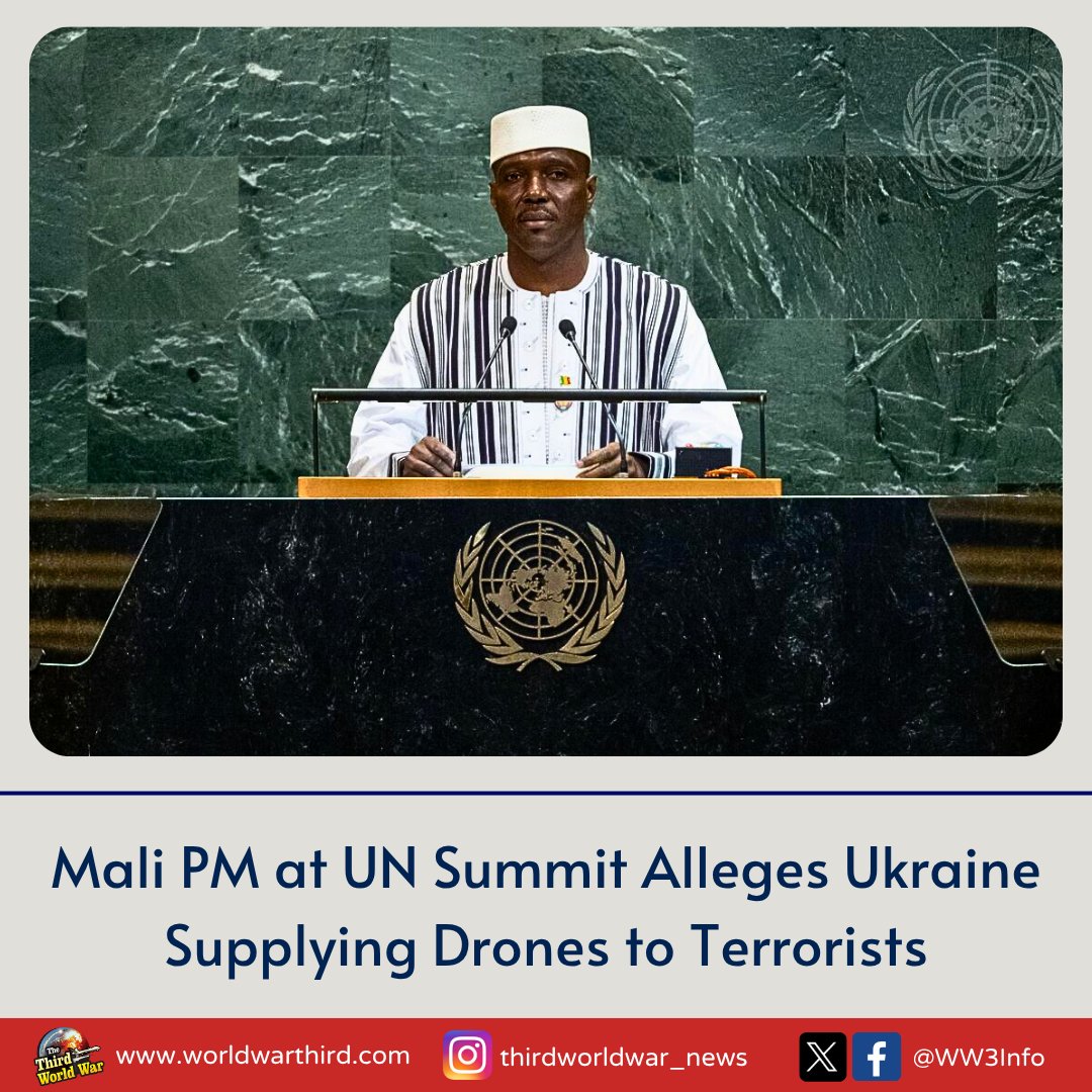 WW3Info's tweet photo. #WW3: #Mali's PM Abdoulaye Maiga accuses #Ukraine of supplying #SuicideDrones & Western weapons to #terrorists destabilizing Mali. He urges West to stop arming Ukraine, warning it fuels terrorism. Earlier, Russia, US also accused Ukraine of arms sales in Africa & black market. https://t.co/m3pcjldaqI