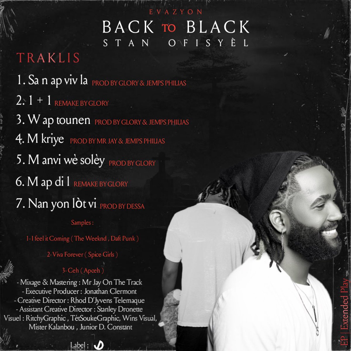 Aprè 3 zan , dezyèm pwojè Stan  , EP Back To Black disponib sou tout platfòm yo.

Klike sou lyen sa pou w koute , pataje , abone. 

Mèsi ak ou ki te toujou la  

#EPBackToBlack #Stan #Evazyon 

li.sten.to/backtoblack