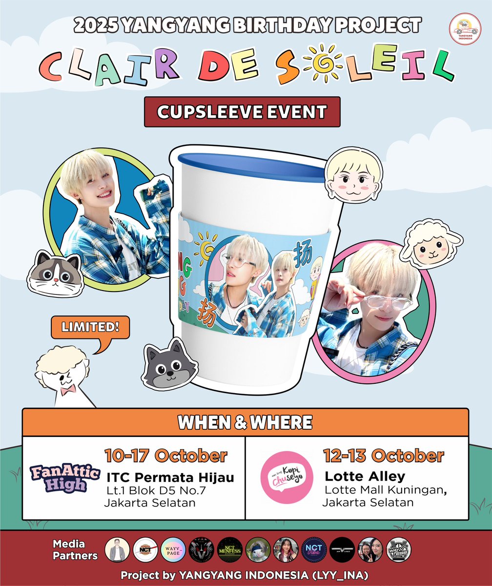 𝟮𝟬𝟮𝟱 𝗬𝗔𝗡𝗚𝗬𝗔𝗡𝗚 𝗕𝗜𝗥𝗧𝗛𝗗𝗔𝗬 𝗖𝗨𝗣 𝗦𝗟𝗘𝗘𝗩𝗘 𝗘𝗩𝗘𝗡𝗧

☁️ 𝒞𝐿𝒜𝐼𝑅 𝒟𝐸 𝒮☀️𝐿𝐸𝐼𝐿 ☁️

— A thread —

🗓️ October 10 - 17 2025
📍 FanAttic High
📍 ITC Permata Hijau, Lt. 1 Blok D5 No. 7, Jakarta Selatan
🎁 A set of freebies from us <a href="/LYY_INA/">YANGYANG INDONESIA</a> &amp; <a href="/LYYSUPPORTPH/">YANGYANG Support PH</a>