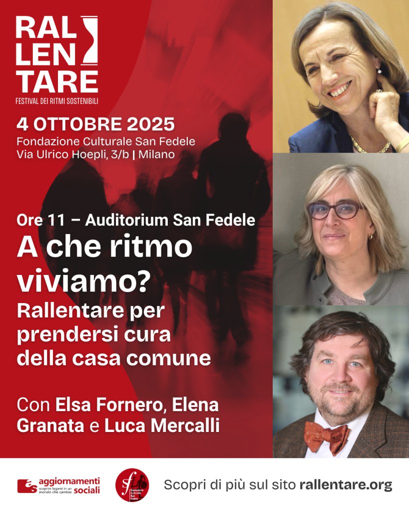 Sabato 4 ottobre (domani) sarò a MILANO per parlare di clima al Festival RALLENTARE. 
Appuntamento alle 11 all'Auditorium San Fedele,  Via Ulrico Hoepli 3/b