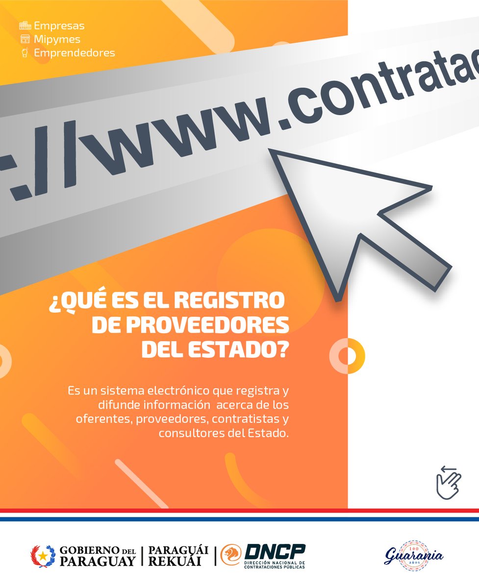 dncp_py's tweet image. 👨🏻💻 ¿Conocés nuestro Registro de Proveedores?
Es una herramienta que permite a las empresas simplificar sus procesos de vinculación con el Estado✅
Asegurá nuevas oportunidades inscribiéndote en
🔗 bit.ly/registro_prove…