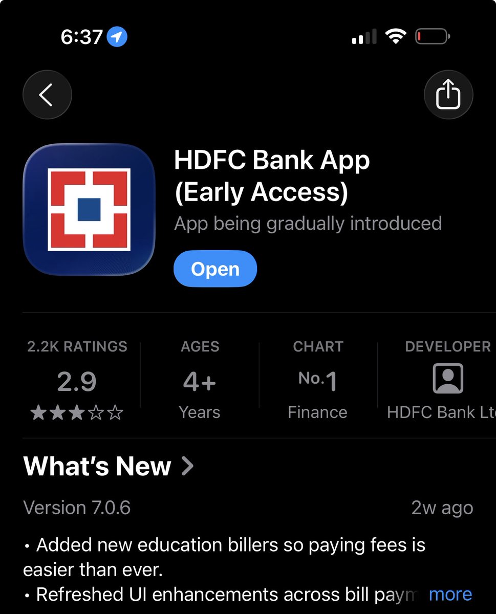 NCResq's tweet image. Small PSA - if you log into the HDFC mobile app and it asks you to download the new app, do not do it.  The new app doesn’t work. I wasnt able to transfer any money with it. It would block me with some error.  It lets you switch back to the older app which I immediately did.