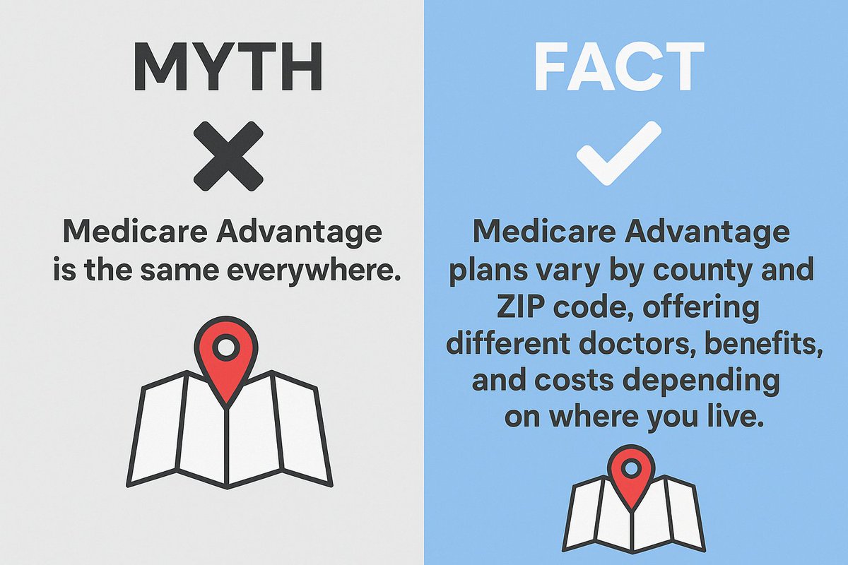 insure_health12's tweet image. Think Medicare Advantage is the same everywhere? ❌ Think again! ✔️ Your coverage depends on your ZIP code, county, and available networks. #MedicareMyths #HealthCoverageMatters #MedicareAdvantage #SeniorCareSupport #MedicareEducation