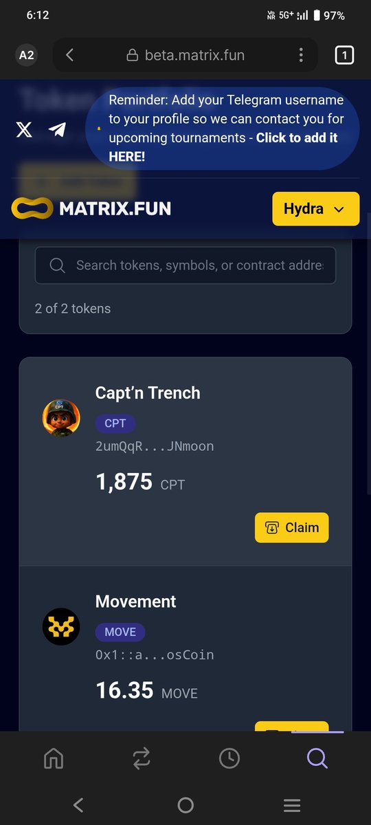 jishnu072332211's tweet image. Just claimed my rewards💸
$MOVE tokens in Matrix wallet🔥
Matrix tournaments are and I&apos;m
ready for MORE🔥🚀
#MatrixFun #CPT #Move Token
@matrixdotfun @moveindustries
