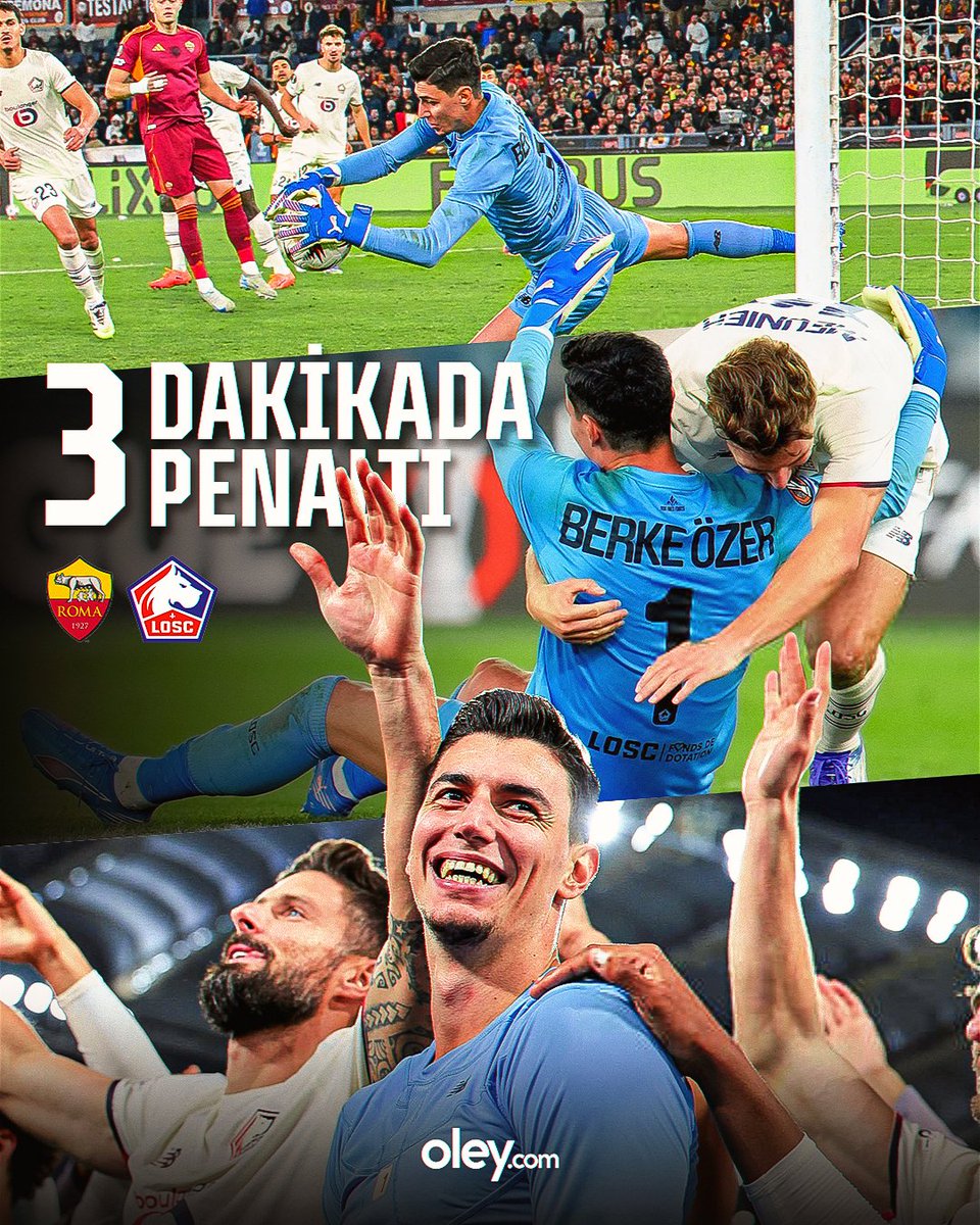 Berke Özer, dün oynanan Roma - Lille maçında 2 dakikada üç penaltı kurtararak takımını galibiyete taşıdı 🔥