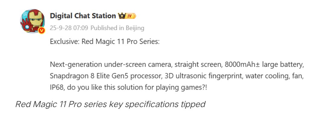 im_aks_k's tweet photo. #RedMagic11 Pro is launching on October 17 with #Snapdragon8Elite Gen 5, 8,000mAh #battery, and more
While there is no official confirmation yet, the #RedMagic 11 Pro lineup is #expected to include two #models such as the Red Magic 11 #Pro and 11 Pro+. Both phones may pack the same configuration, but the Pro+ edition may offer 24GB of #RAM and 1TB of storage.