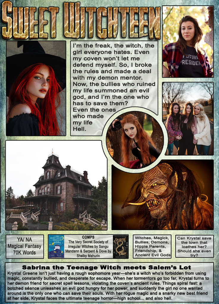 KGRussellwrites's tweet image. #IndiePit #SSP #YA #F #witch 
15 Reasons to Read SWEET WITCHTEEN:
A fresh twist on the witch trope — Krystal’s magic is volatile, instinctive, and dangerous, unlike the polished spellcraft in most YA.
The demon mentor — Instead of a wise elder, her teacher is a demon, adding…