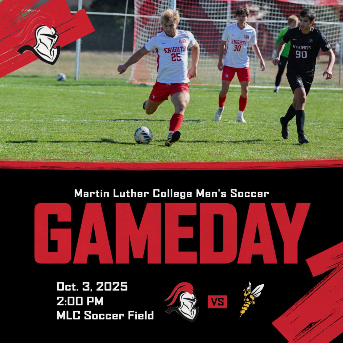 The Men's Soccer Team hits the field today for another home game! They take on UW-Superior at 2:00 PM.

Visit mlcknights.com for the live stream and additional information

#goknights #knightssoccer