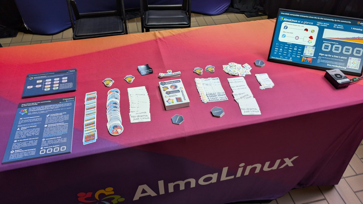 🤠 Good morning, #TXLF2025!

Swing by the AlmaLinux booth to grab some swag, say hi, and chat all things AlmaLinux! <a href="/texaslinuxfest/">Texas LinuxFest</a>