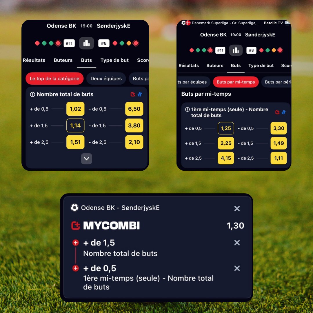 Bonjour <a href="/Betclic/">Betclic 🔞</a> 

La fonctionnalité MyMatch connait un dysfonctionnement.

Un Over 0.5b ajoute seulement 0.05pts de cote. 

Ce matin la sélection cotait 1.41 et désormais 1.30 et cela vaut sur toutes les rencontres et intitulés. 

Exemple : Dusseldorf/N @ 1.40 et avec un over