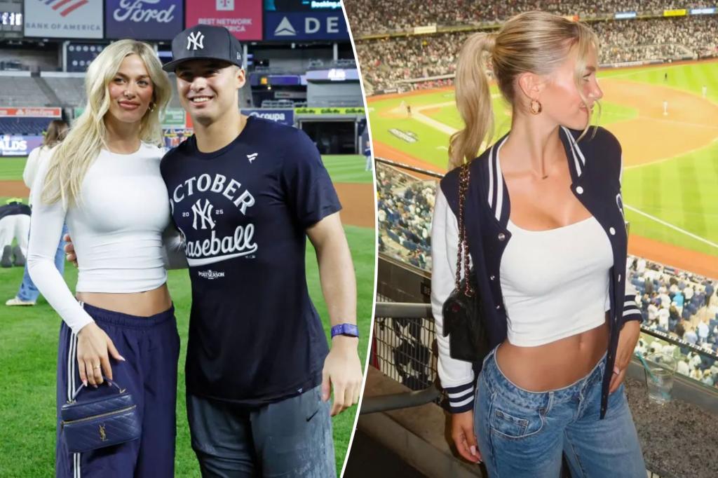 nypostsports's tweet image. Anthony Volpe celebrates Yankees playoff breakout with girlfriend Elle Jowett trib.al/OJJq9ZB