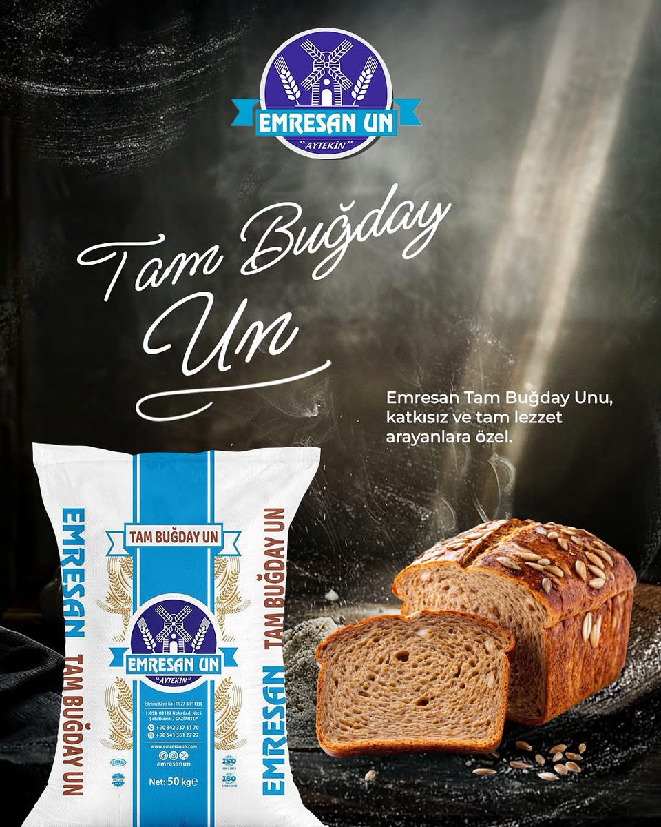 EmresanUn's tweet photo. Emresan Tam Buğday Unu, katkısız ve tam lezzet arayanlara özel.

#emresanun #flour #türkiye #gaziantep #un #emresanungaziantep #tambuğdayun https://t.co/JUAZktvkoa