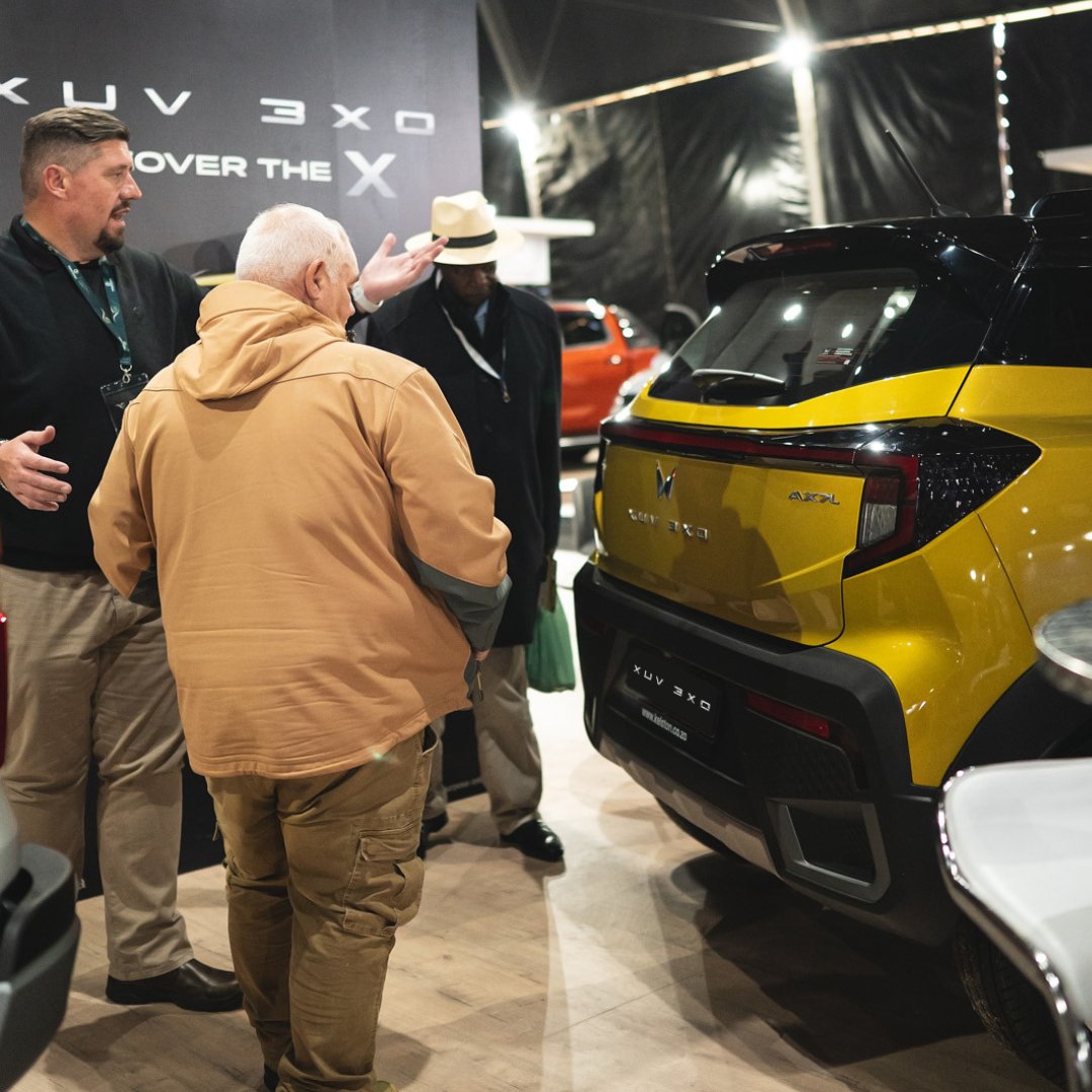 Mahindra_SA's tweet photo. Day 3 at SA Auto Week 2025 and it's the best day to Discover the X: the Mahindra XUV3XO. Designed with bold style, packed with smart technology, and built on Mahindra’s spirit of innovation. The XUV3XO is turning heads.
#MahindraSA #AuthenticVehicles #SAAutoWeek2025 #NAAMSA https://t.co/LTD8oW4Mca