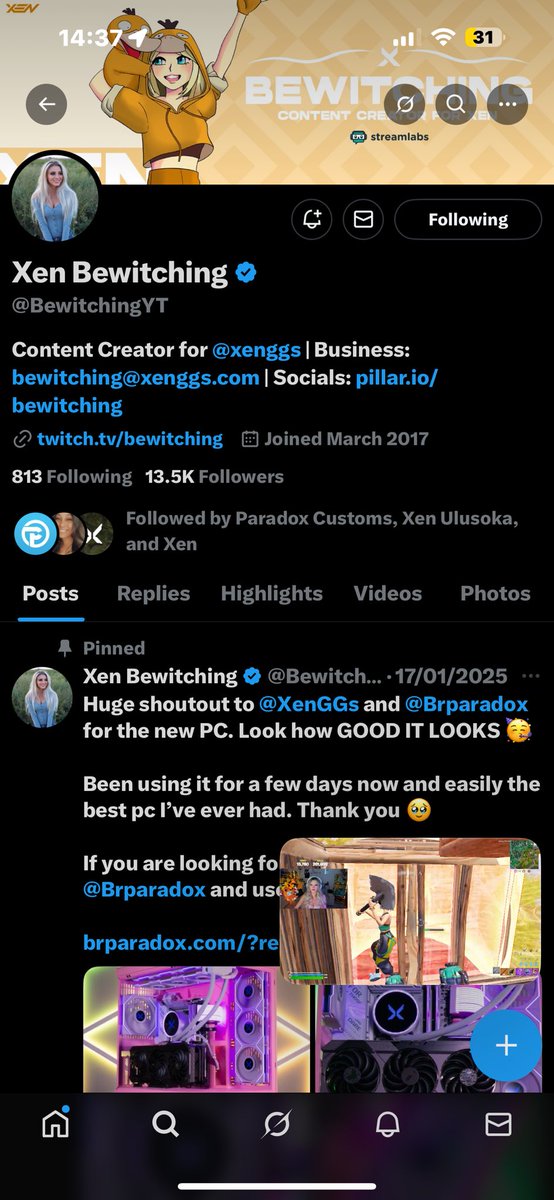NallenPatrick's tweet photo. @BewitchingYT Got your stream up too 😎 https://t.co/DtO3b3YnOI