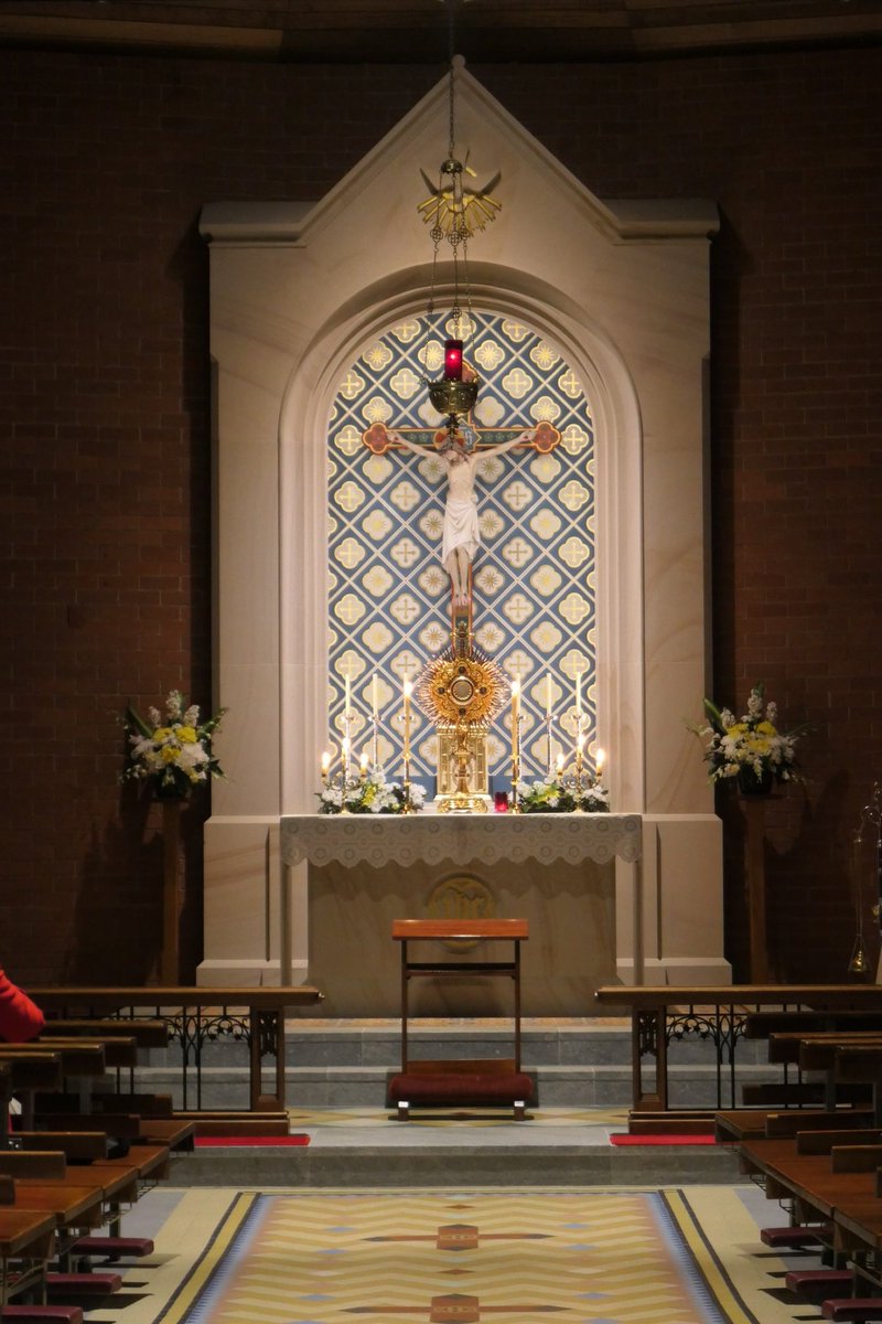 Divine renovation for about 40 parishioners at 1st Friday Devotions tonight. St John Vianney saw a man in the church each day, kneeling silently, just looking at the tabernacle. Asked what he was doing, the man replied, “I look at the good God and He looks at me.” Simple really!