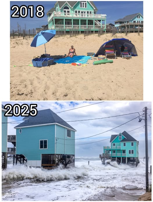 The past few days, as house after house on the OBX tumbles into the sea, a common reply here has been "They never should have built that close to the water."
That said, when the houses were built, they WEREN'T "that close to water." Here's what's happened over the last 7 years.